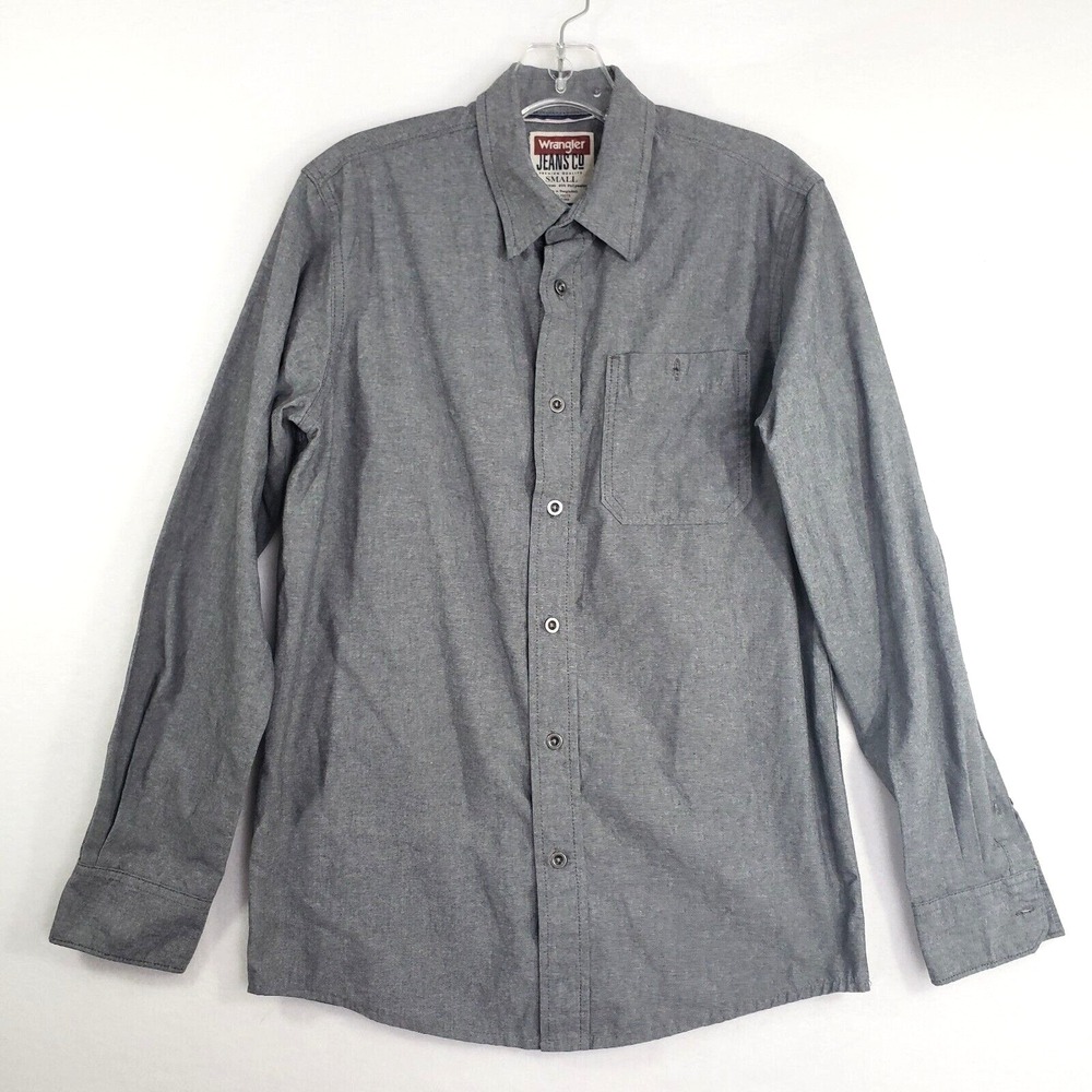 Wrangler Shirt Mens‎ Small Gray Button Down Long Sleeve Casual Cowboy Western